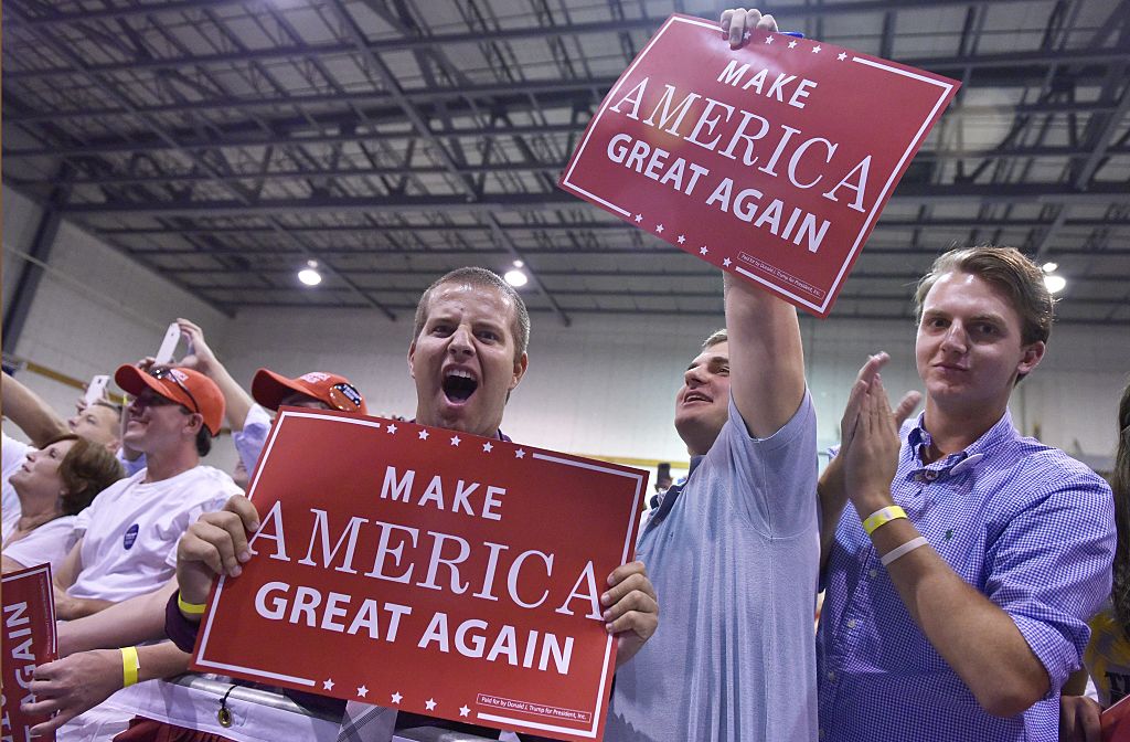 Supporters of Republican presidential nominee Donald Trump are seen during a rally in Pennsylvania on Thursday