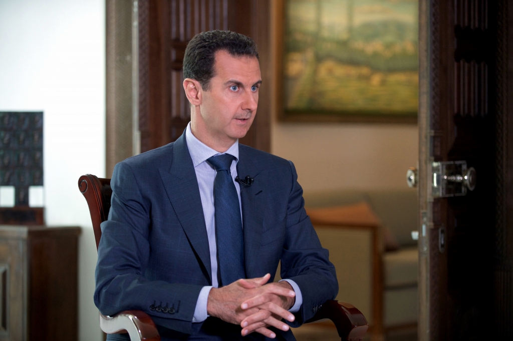 Syrian President Bashar Assad at the presidential palace in Damascus