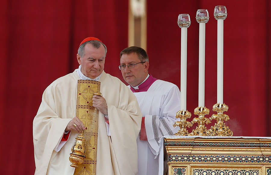 Cardinal Pietro Parolin Vatican secretary of state uses incense as he celebrates a Mass of thanksgiving for the canonization of St. Teresa of Kolkata in St. Peter's Square at the Vatican Sept. 5