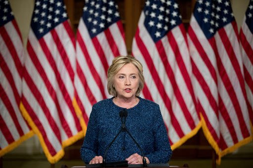 Democratic presidential candidate Hillary Clinton speaks at the Historical Society Library in New York