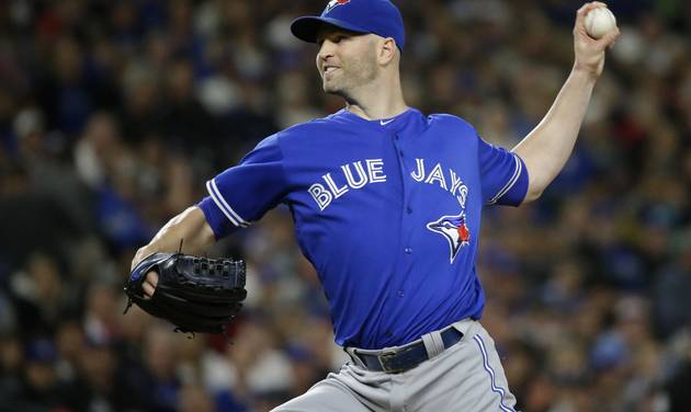 Toronto Blue Jays starting pitcher J.A. Happ throws against the Seattle Mariners in the second inning of a baseball game Tuesday Sept. 20 2016 in Seattle