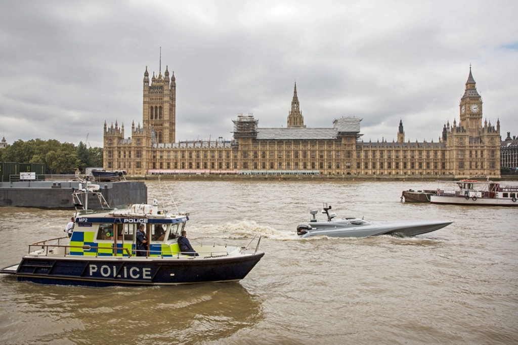 The Bladerunner sped past the Houses of Parliament on its test run up the ThamesJACK HILL  THE TIMES