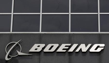 Boeing logo at their headquarters in Chicago