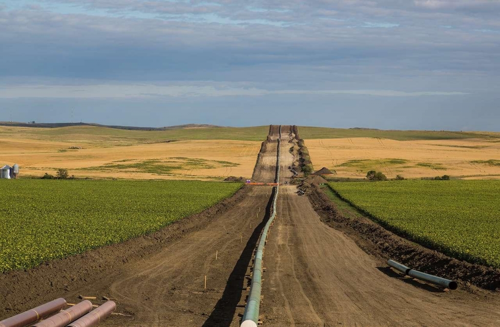 The DAPL being installed between farms as seen from 50th Avenue in New Salem North Dakota