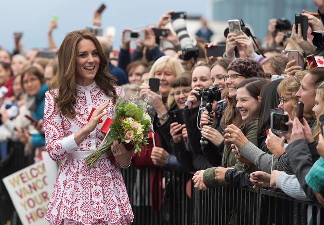 The Duchess of Cambridge greets Monique Girard and her six month old daughter Scarlett.- Christine van Reeuwyk  Oak Bay News