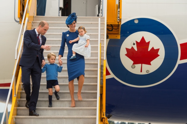 The Duke and Duchess of Cambridge with their children Prince George and Princess Charlotte arrive at Victoria International Airport in Victoria Canada on the first day of their official tour of Canada. Dominic Lipinski  PA Wire