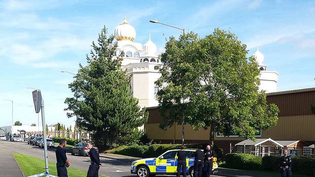 The Gurdwara Temple in Leamington Spa after it was stormed by a group of men armed with knives