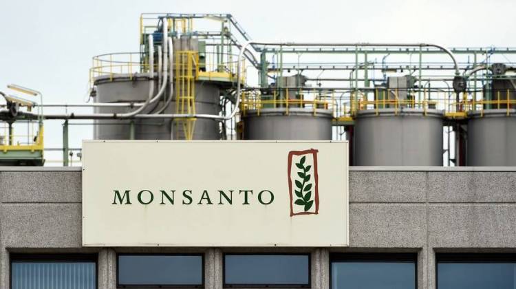 The Monsanto logo on a building at the firm Manufacturing Site and Operations Center near Antwerp Belgium on May