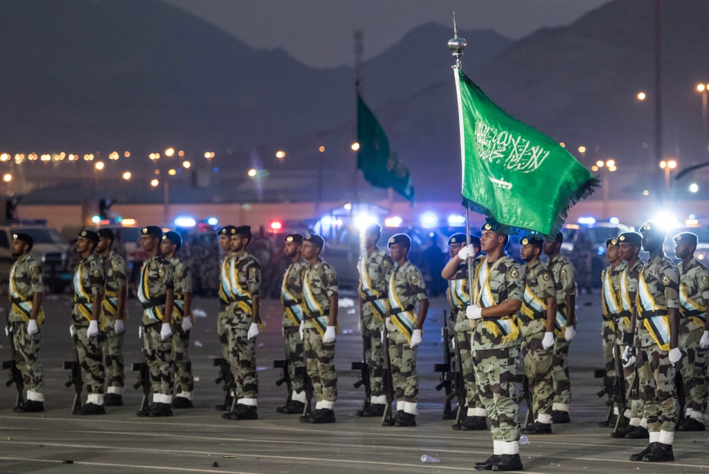 The Saudi Arabian armed forces parade yesterday in Muzdalifah the meeting place for the haj near Mecca Omer Saleem  EPA