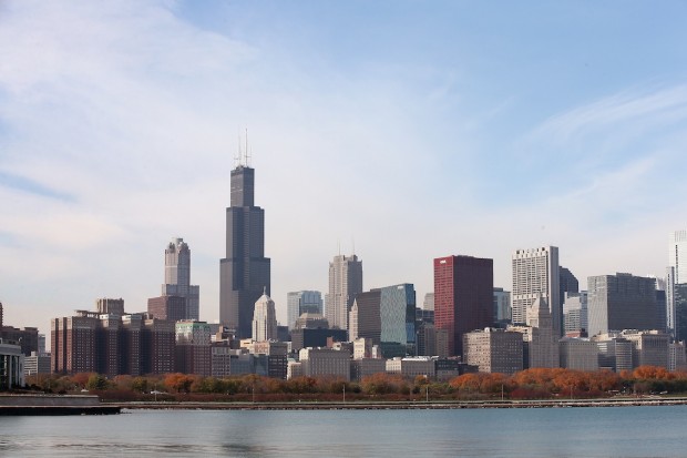 The Willis Tower rises above the city's skyline