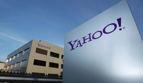 The Yahoo logo is seen outside an office building in Rolle east of Geneva. File