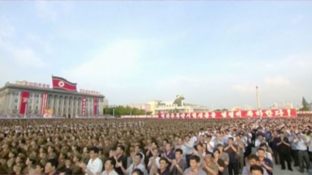 Kim Jong Un holds creepy mass synchronised rally to celebrate its nuclear test