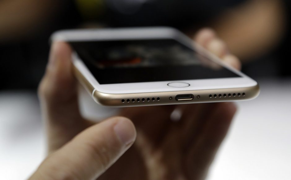 The lightning port of an iPhone 7 is shown during an event to announce new Apple products. Pic AP