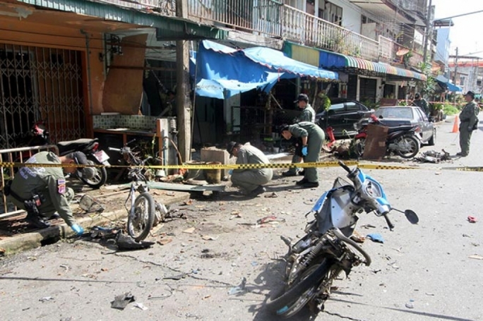 The motorcycle was parked opposite the school entrance when the blast went off killing the man and his five year-old daughter