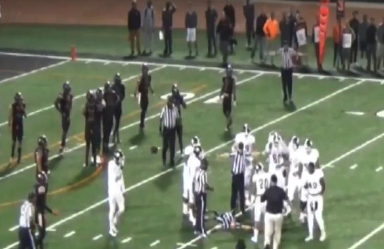 The punched referee was knocked to the ground at the 20-yard line at Ventura Sportsplex on Saturday