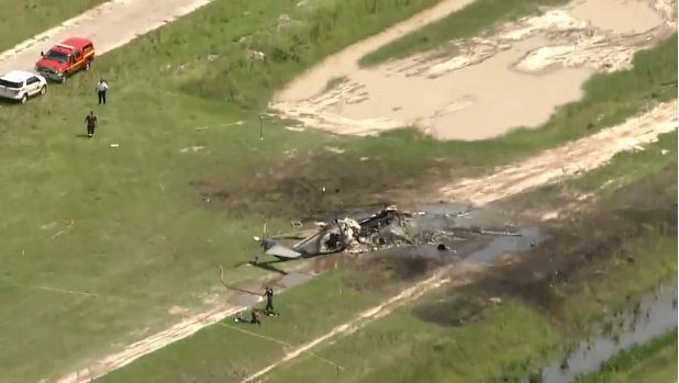 The scene of the wreck from WESH 2 of the helicopter wreck