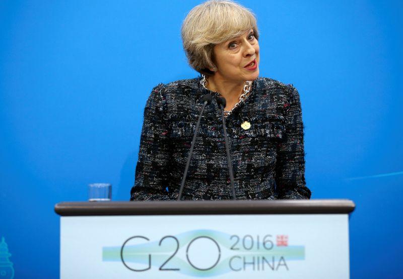 Theresa May at the G20 summit in the Chinese city of Hangzhou