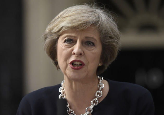 Theresa May on the steps of Downing Street