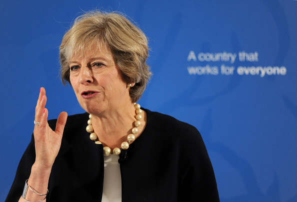 LONDON ENGLAND- SEPTEMBER 9 British Prime Minister Theresa May answers questions during a Q&A after she delivered a speech at the British Academy where she said that a new wave of grammar schools will end'selection by house price and give every child