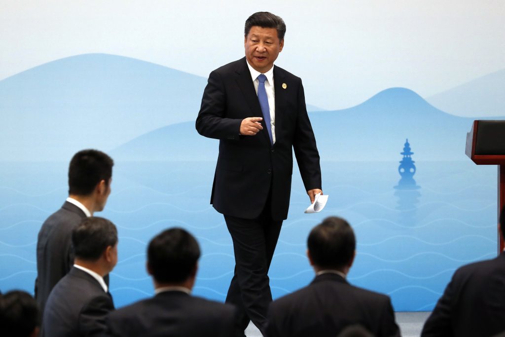 China’s President Xi Jinping leaves after a press conference held at the end of the G-20 summit in Hangzhou in eastern China’s Zhejiang province Monday