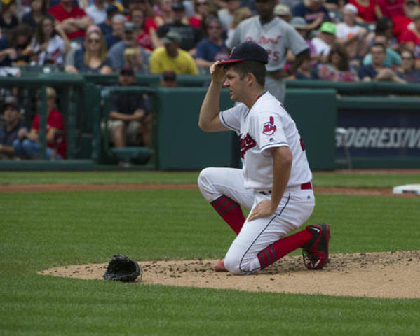 Indians' Carlos Carrasco hit on hand by liner, leaves game