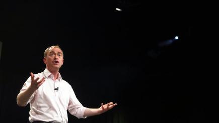 Liberal Democrat leader Tim Farron speaks during a rally at the party's autumn conference in Brighton