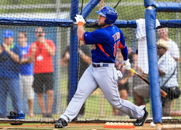 Tim Tebow said he hasn’t changed his swing much since high school