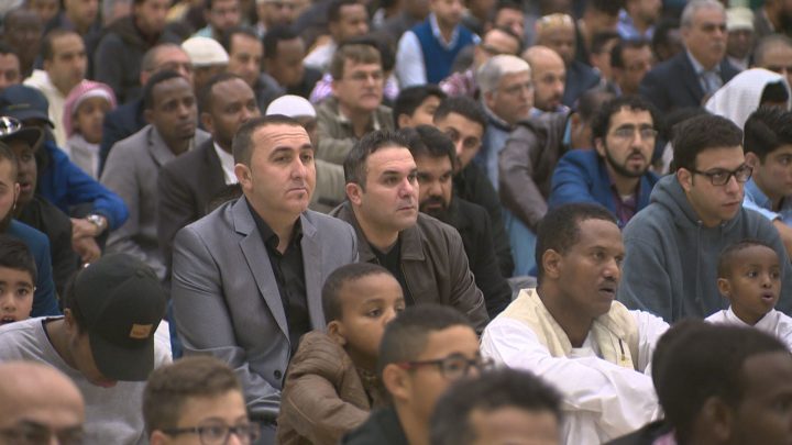 Muslims attend Eid al Adha prayers in Edmonton on Sept. 12 2016