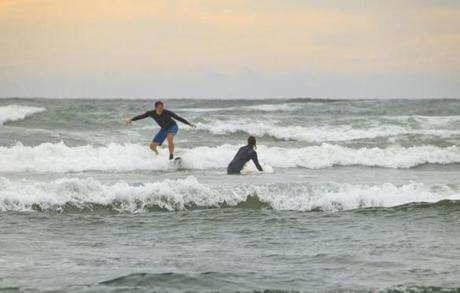 9/5/16- Nahant MA- Nahant Beach- Two surfers had the waves breaking at Nahant Beach all to themselves on Monday morning