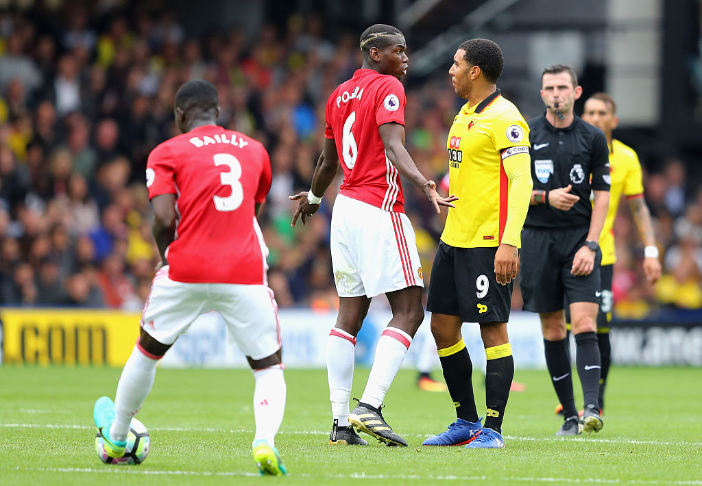 Watch Hilarious! Deeney destroys Pogba's dab after Watford 3-1 Man Utd