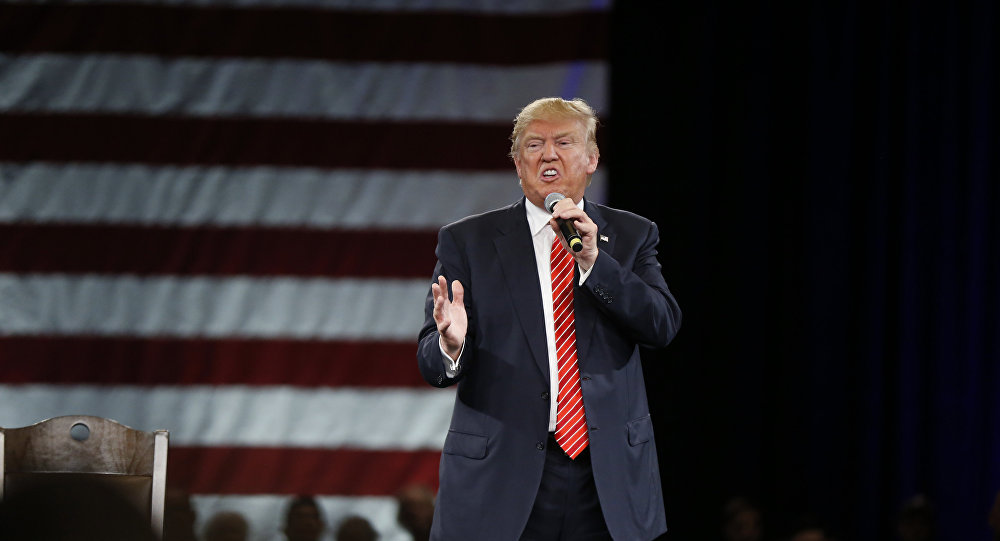 Republican presidential candidate Donald Trump speaks to his supporters at a campaign event in Tampa Fla