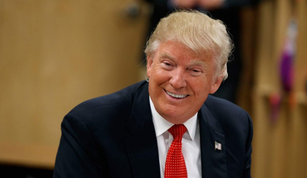 Republican presidential candidate Donald Trump smiles as he meets with students and educators before speaking about school choice Thursday Sept. 8 2016 at Cleveland Arts and Social Sciences Academy in Cleveland