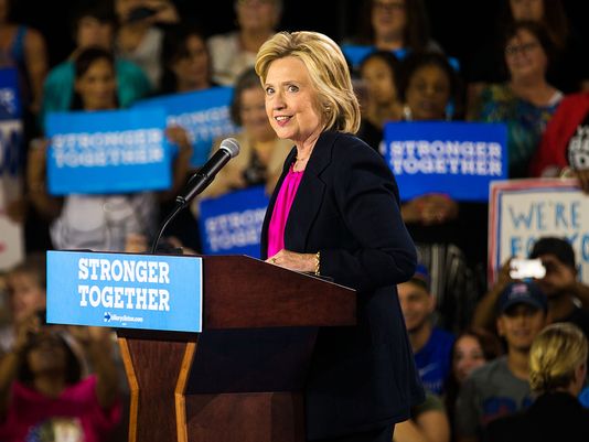 Democratic presidential nominee Hillary Clinton speaks at a campaign rally at the University of South Florida on Tuesday Sept. 6 2016. Clinton holds a narrow lead over Donald Trump in a new Arizona-wide Arizona Republic  Morrison  Cronkite News poll. (Pho