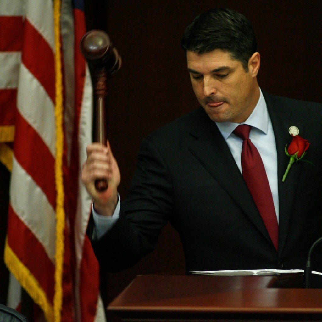 House Speaker Rep. Steve Crisafulli bangs the gavel at the start of session Tuesday Jan. 12 2016 in the Florida House of Representatives in Tallahassee Fla. The Florida Legislature convened today for its annual 60-day session. (Phil Sears  For SaintPet