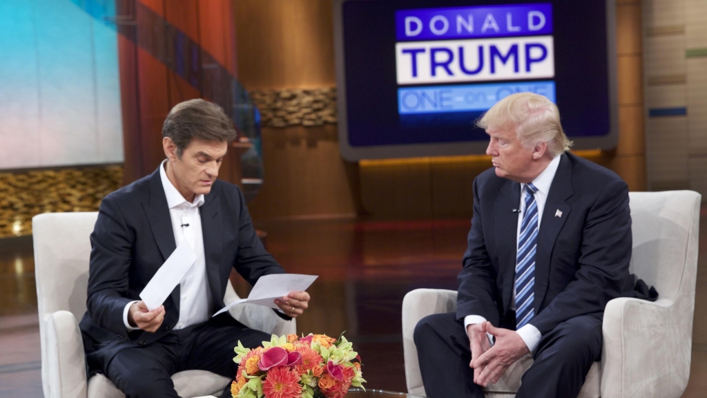 TV host Mehmet Oz reviews Trump's medical records on The Dr. Oz Show on Wednesday September 14 in New York City. The episode aired on Thursday