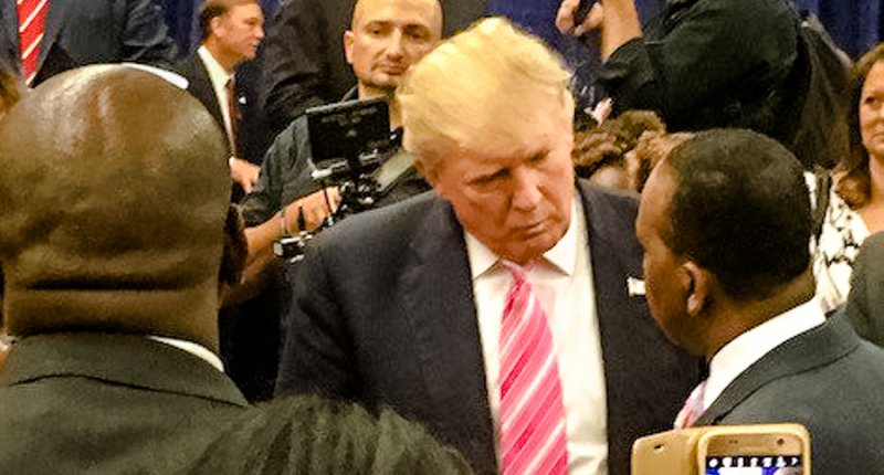 Donald Trump speaks to voters in Detroit