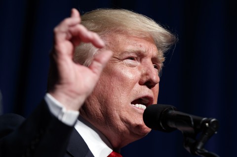 Trump speaks during a campaign rally on Tuesday in North Carolina