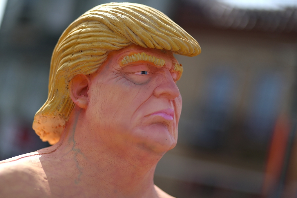 San Francisco United States. Anarchist collective INDECLINE has created five statues depicting Donald Trump in