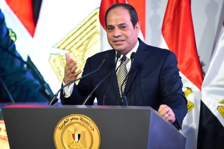 Egyptian President Abdel Fattah al Sisi speaks during the opening of the first and second phases of the housing project ''Long Live Egypt'&#039, which focuses on development in the country's slums at Al Asmarat district in Al Mokatta