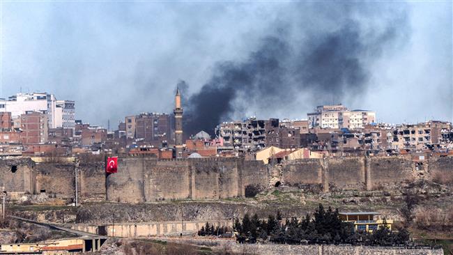 3 2016 shows smoke rising over the district of Sur in Diyarbakir Turkey amid clashes between the Turkish forces and PKK militants