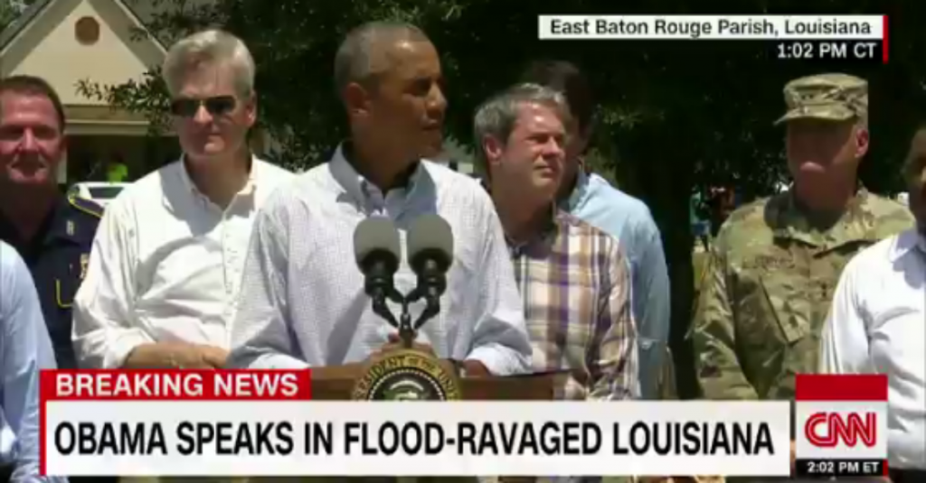 President Obama’s speech to the Louisiana flood victims shows that some things mean more than politics