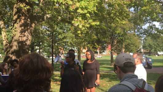 Anthony Edgecombe passionately speaks about the death of Tyre King while at the vigil. Credit Dan Smyth | Lantern Reporter