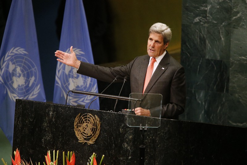 U.S. Secretary of State John Kerry speaks at the U.N. on Wednesday September 21. CREDIT AP