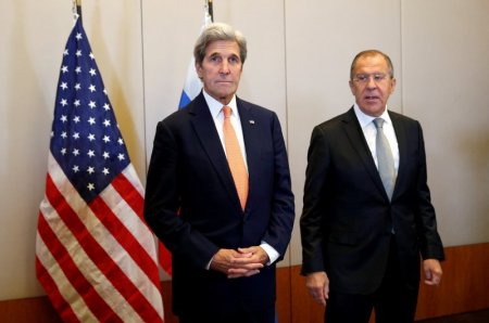 U.S. Secretary of State John Kerry and Russian Foreign Minister Sergei Lavrov meet in Geneva Switzerland to discuss the crisis in Syria