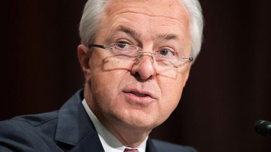 Wells Fargo CEO John Stumpf testifies at a Senate Banking Housing and Urban Affairs hearing in Dirksen Building