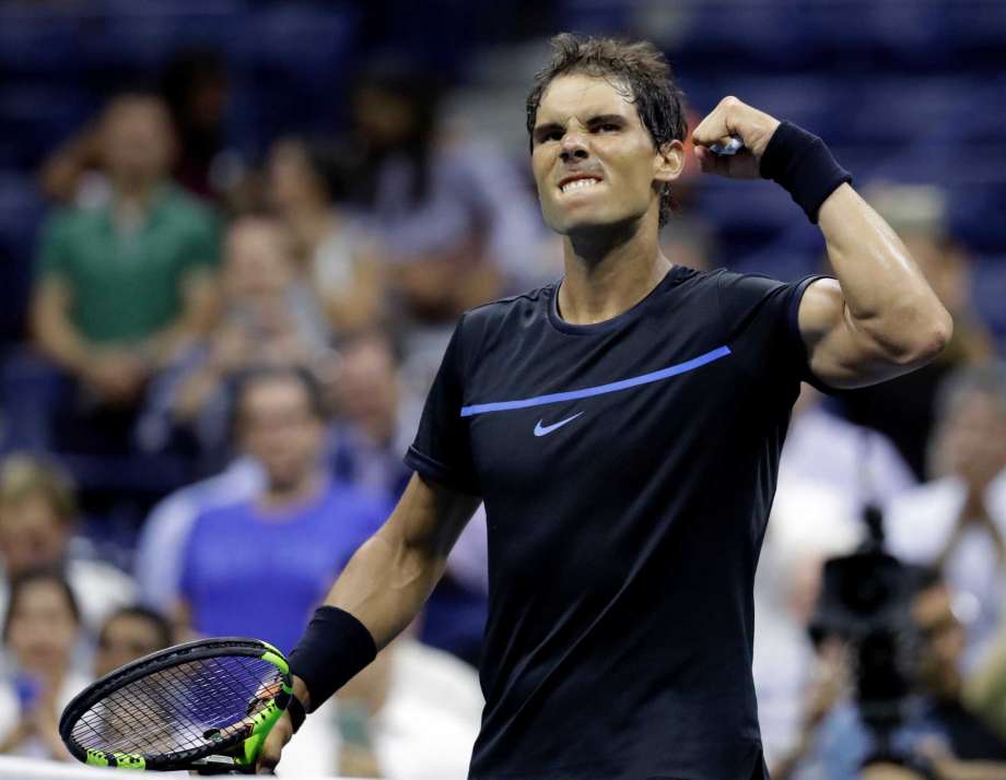 Rafael Nadal of Spain reacts after defeating Andreas Seppi of Italy 6-0 7-5 6-1 during the U.S. Open tennis tournament Wednesday Aug. 31 2016 in New York. ORG XMIT USO650