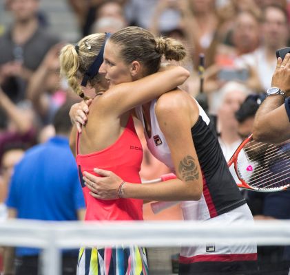 Angelique Kerber reacts after defeating Karolina Pliskova