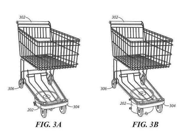 US Patent OfficeA drawing from Wal-Mart's granted patent for a system of automated shopping carts