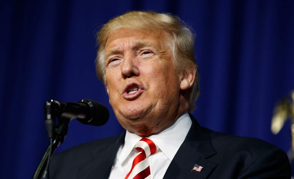 Republican presidential candidate Donald Trump speaks during a campaign rally in Wilmington Ohio