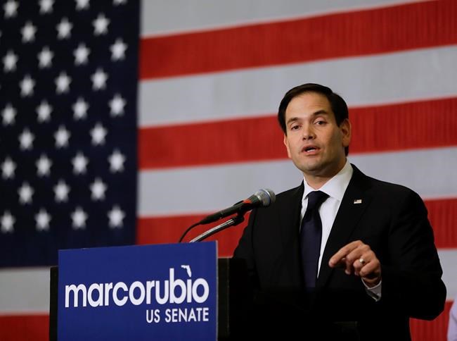 Sen. Marco Rubio R-Fla. speaks to supporters at a primary election party in Kissimmee Fla. Rubio and Sen. John McCain R-Ariz. turned toward the general election Wednesday Aug. 31 2016 with GOP control of the